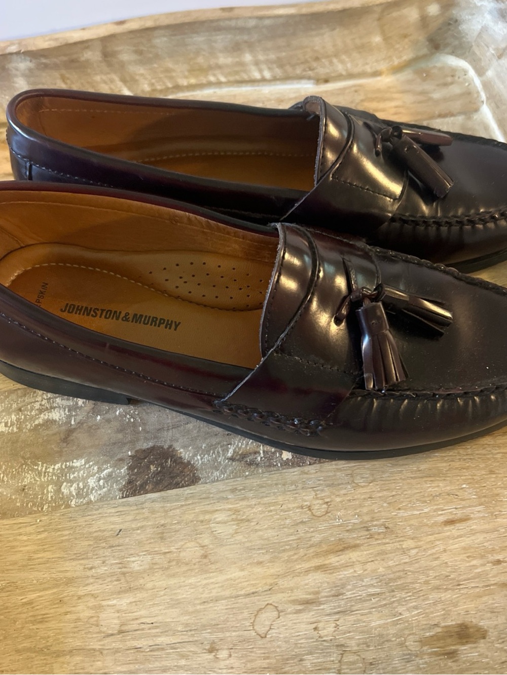 Johnston & Murphy Men's Dark Burgundy Tassel Loafers - Picture 2 of 9